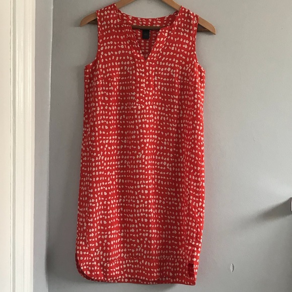 🏝️ Ann Taylor Factory Sleeveless Dotted Shift Dress in Orange • XS - Picture 2 of 6